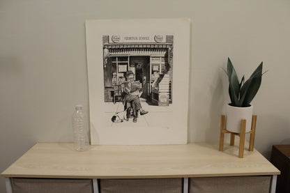 Candy Store by Emanuel Schary Black and White Lithograph 12 x 16