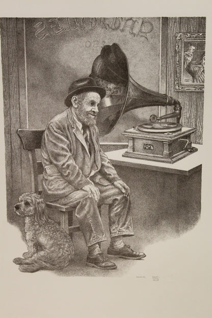 Memories by Emanuel Schary Black and White Lithograph 12 x 16