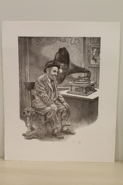 Memories by Emanuel Schary Black and White Lithograph 12 x 16