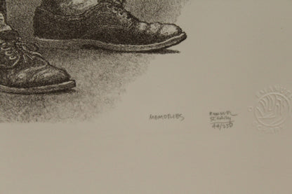 Memories by Emanuel Schary Black and White Lithograph 12 x 16