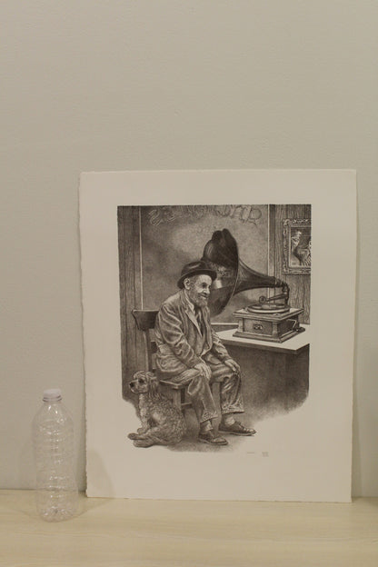 Memories by Emanuel Schary Black and White Lithograph 12 x 16