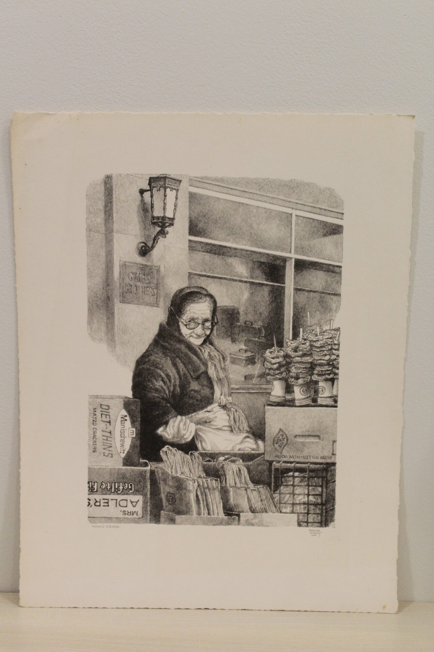 Herald Square by Emanuel Schary Black and White Lithograph 10 x 14
