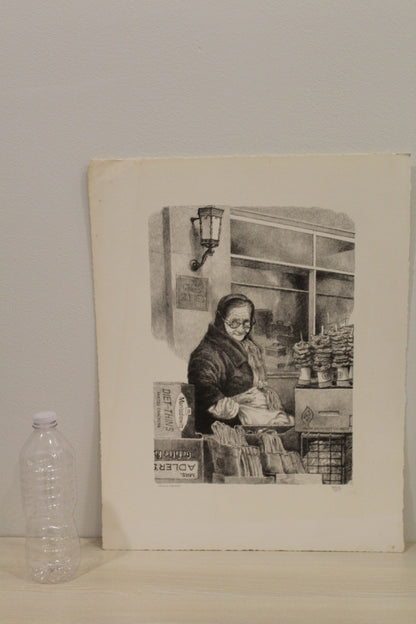 Herald Square by Emanuel Schary Black and White Lithograph 10 x 14