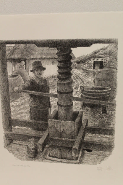 Pressing The Grapes by Emanuel Schary Lithograph 11 x 13