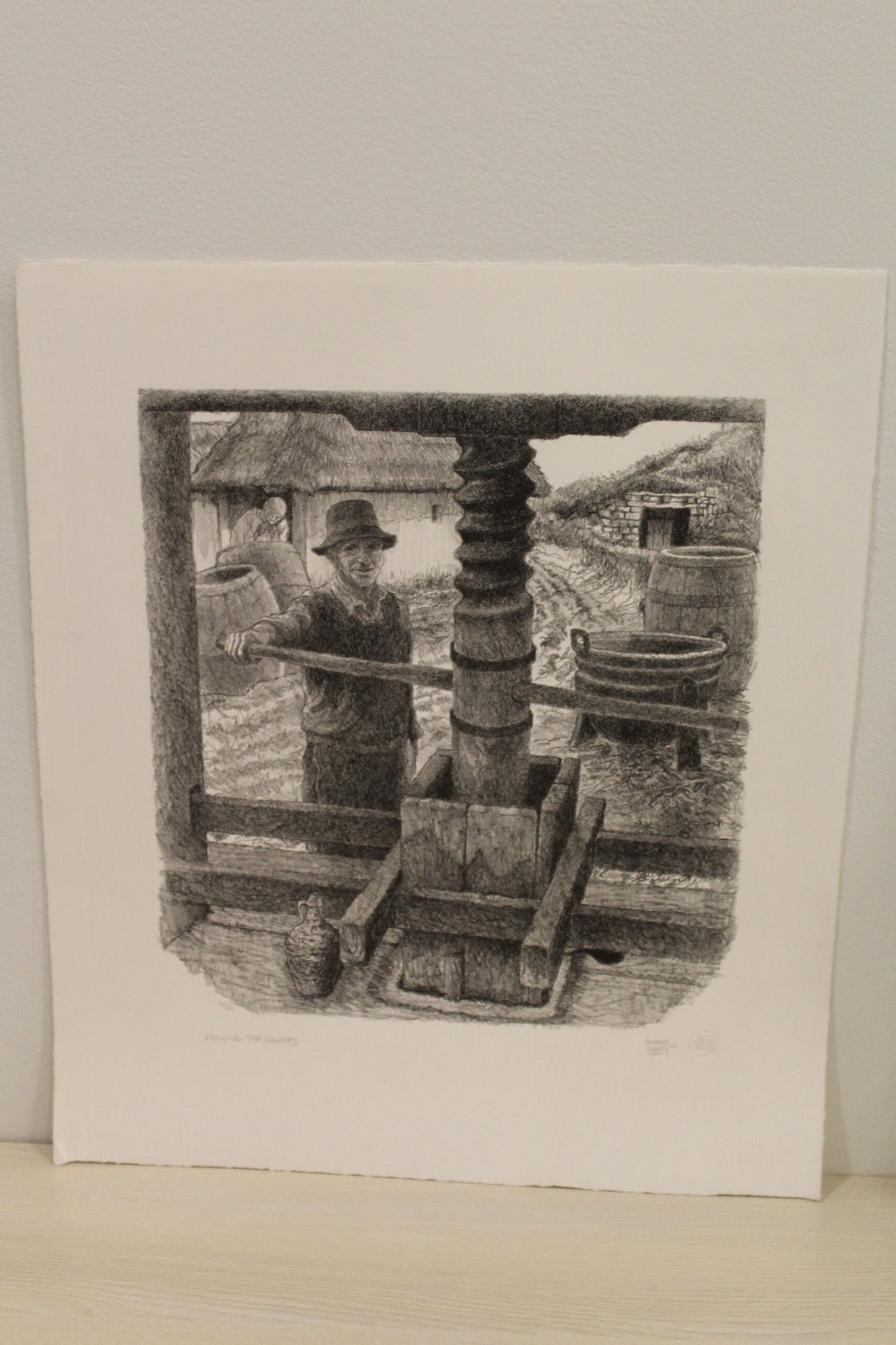 Pressing The Grapes by Emanuel Schary Lithograph 11 x 13