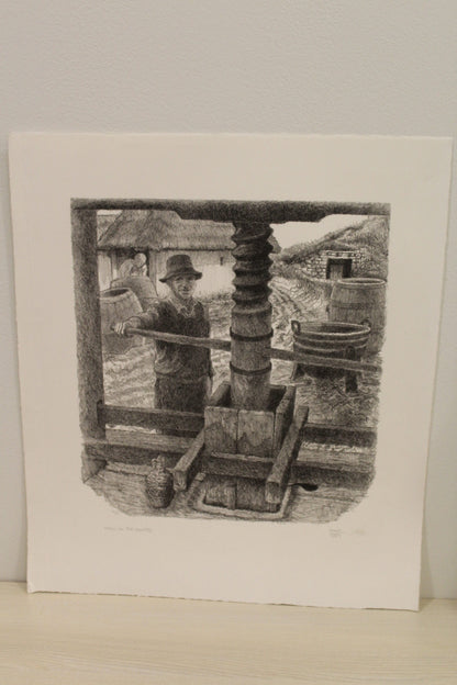 Pressing The Grapes by Emanuel Schary Lithograph 11 x 13