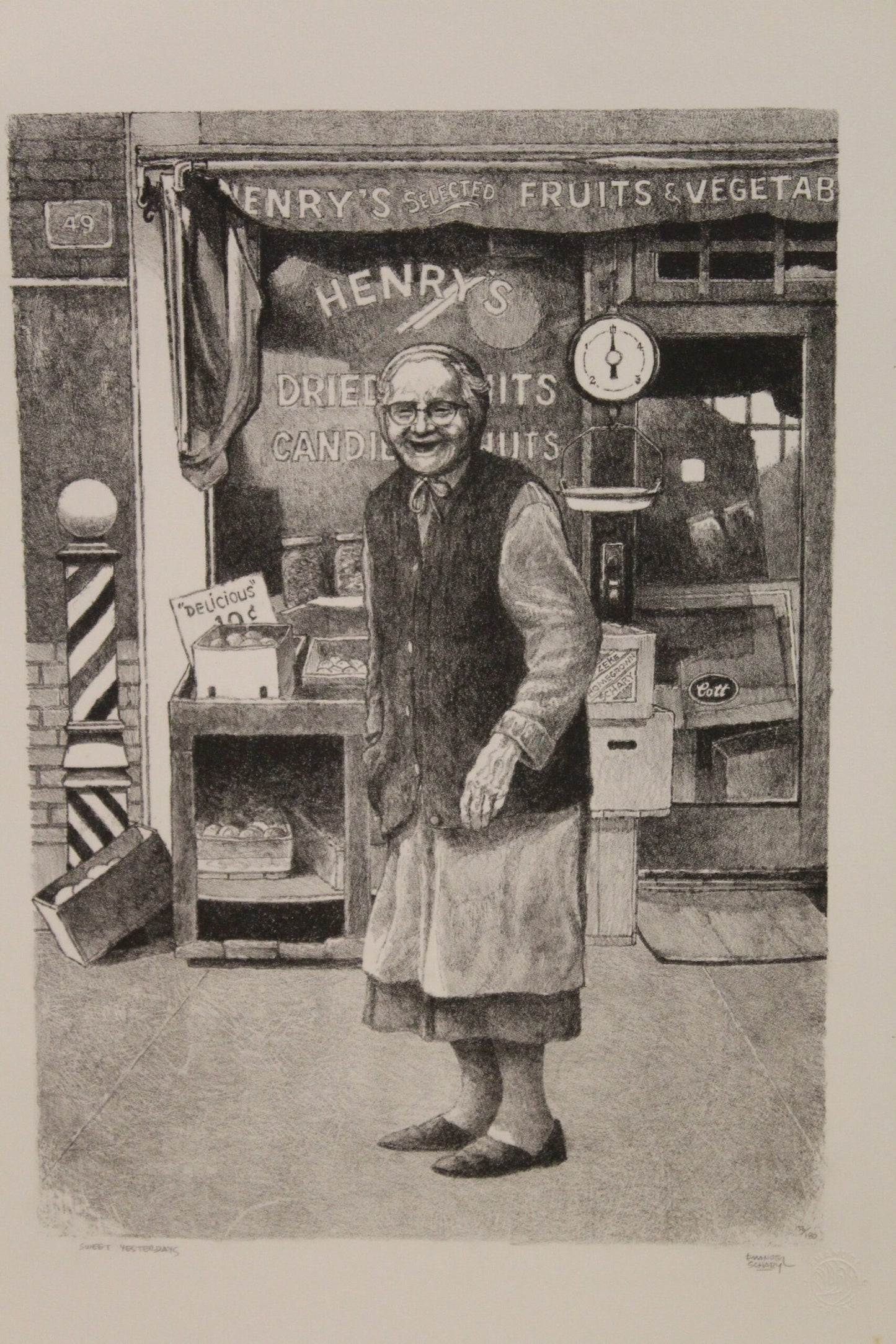 Nifao Emanuel Schary “Sweet Yesterdays” Lithograph – Limited Edition Judaica Black & White Fine Art, Nostalgic Reflection 10 x 14