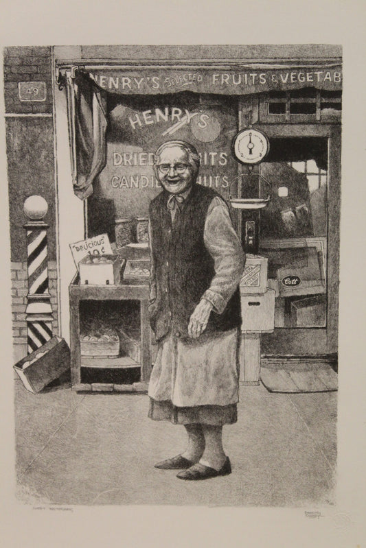 Nifao Emanuel Schary “Sweet Yesterdays” Lithograph – Limited Edition Judaica Black & White Fine Art, Nostalgic Reflection 10 x 14