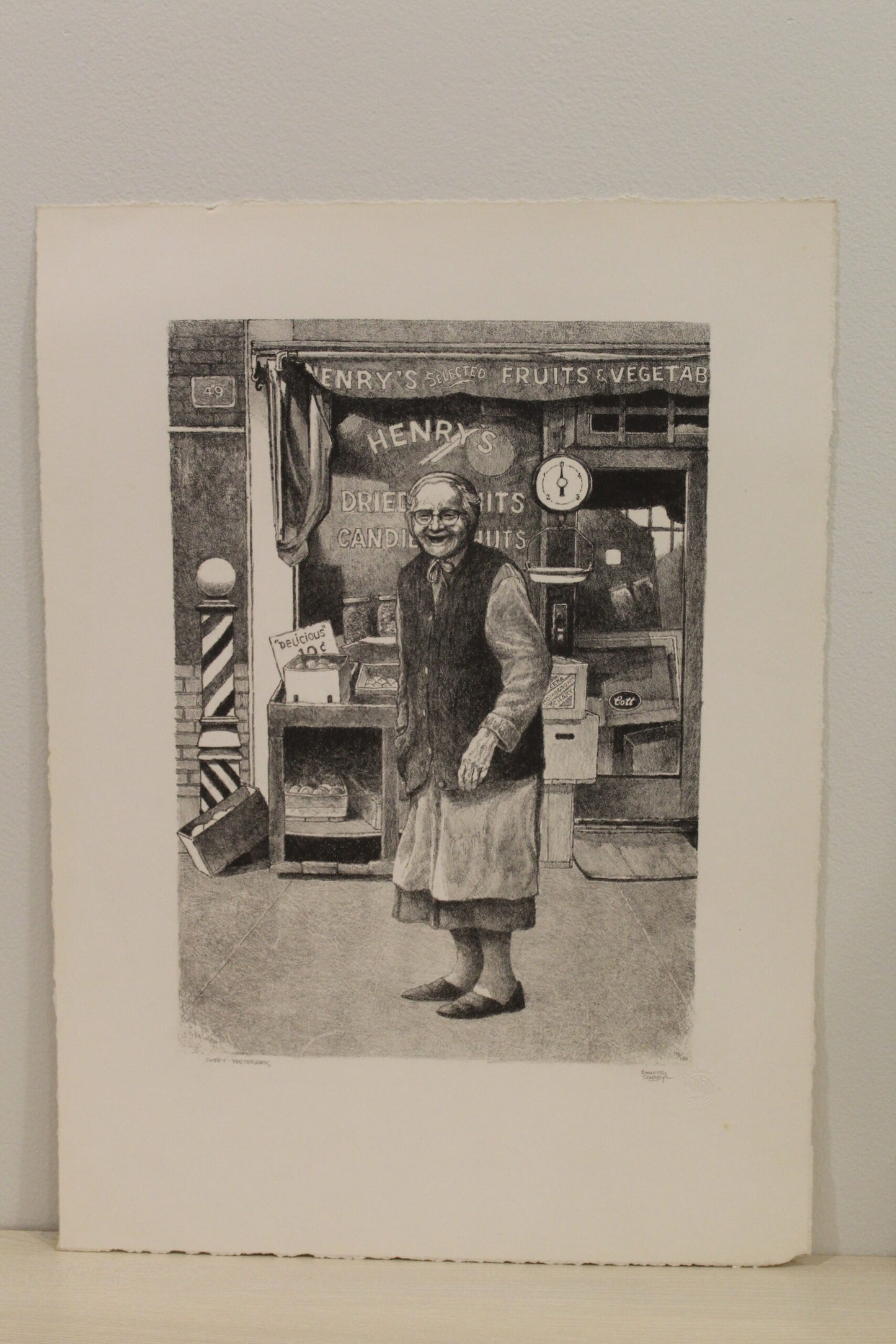 Nifao Emanuel Schary “Sweet Yesterdays” Lithograph – Limited Edition Judaica Black & White Fine Art, Nostalgic Reflection 10 x 14