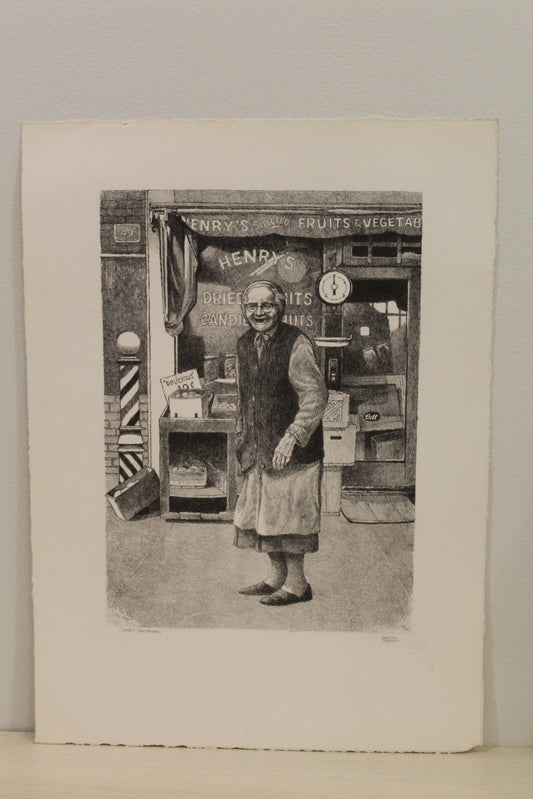 Nifao Emanuel Schary “Sweet Yesterdays” Lithograph – Limited Edition Judaica Black & White Fine Art, Nostalgic Reflection 10 x 14