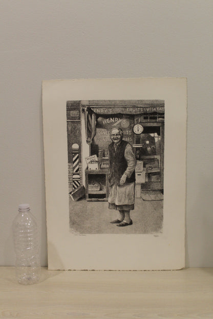Nifao Emanuel Schary “Sweet Yesterdays” Lithograph – Limited Edition Judaica Black & White Fine Art, Nostalgic Reflection 10 x 14