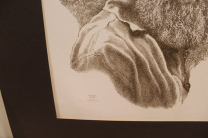Sailor in Front of Lighthouse Black and White Lithograph 10 x 17