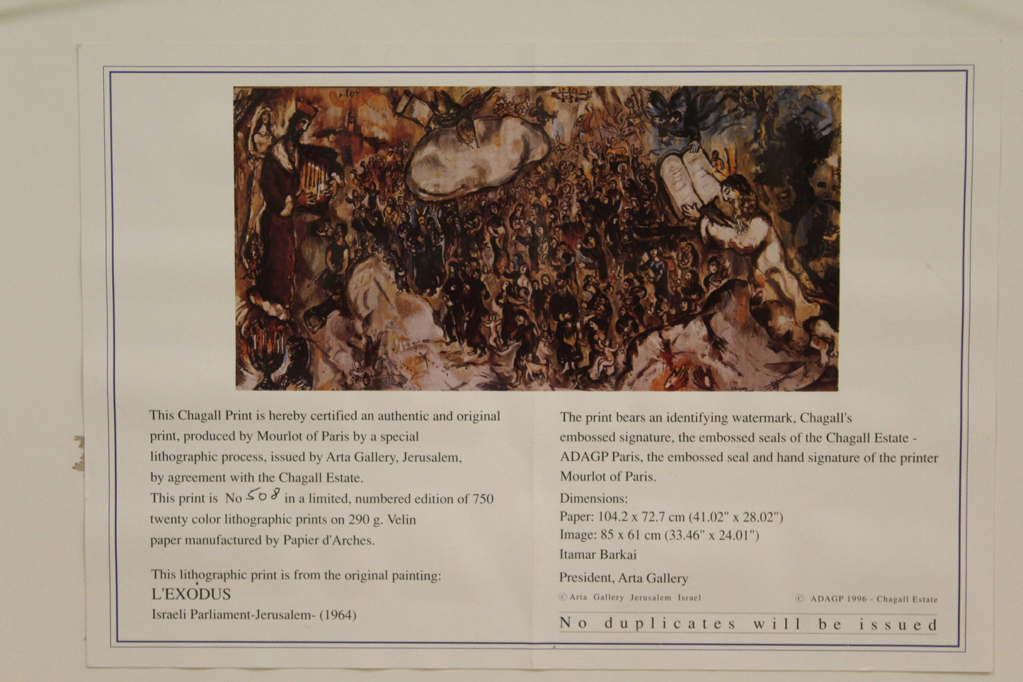 Marc Chagall Painting Biblical Scenes of Exodus 36 x 19
