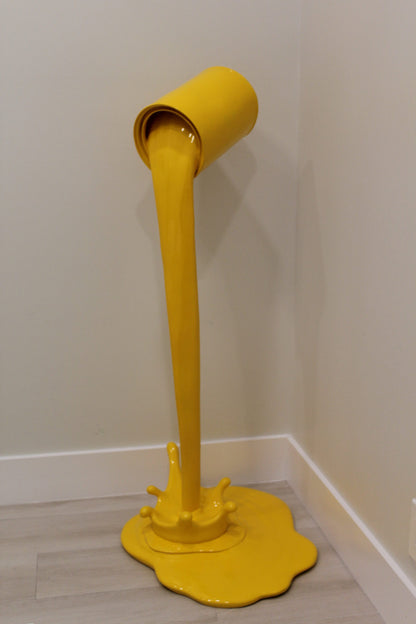 Life Sized Modern Yellow Pouring Paint Tin Resin Statue 25" x 21" x 48"H