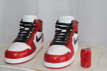Oversized Red and White Nike Dunk Resin Statue 19" x 7" x 12"H