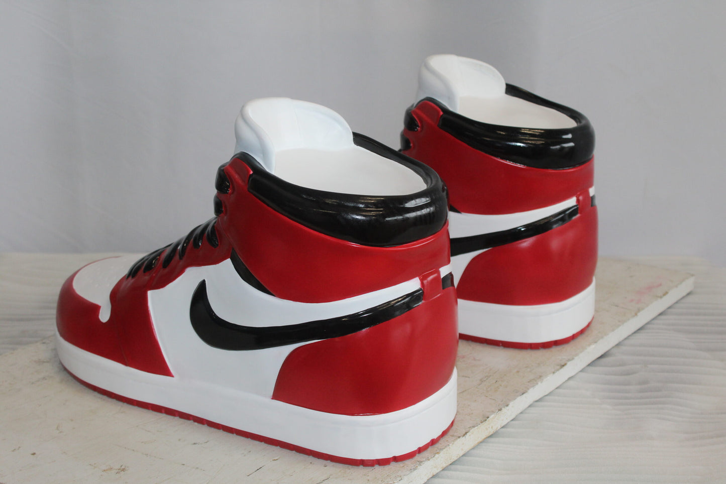 Oversized Red and White Nike Dunk Resin Statue 19" x 7" x 12"H