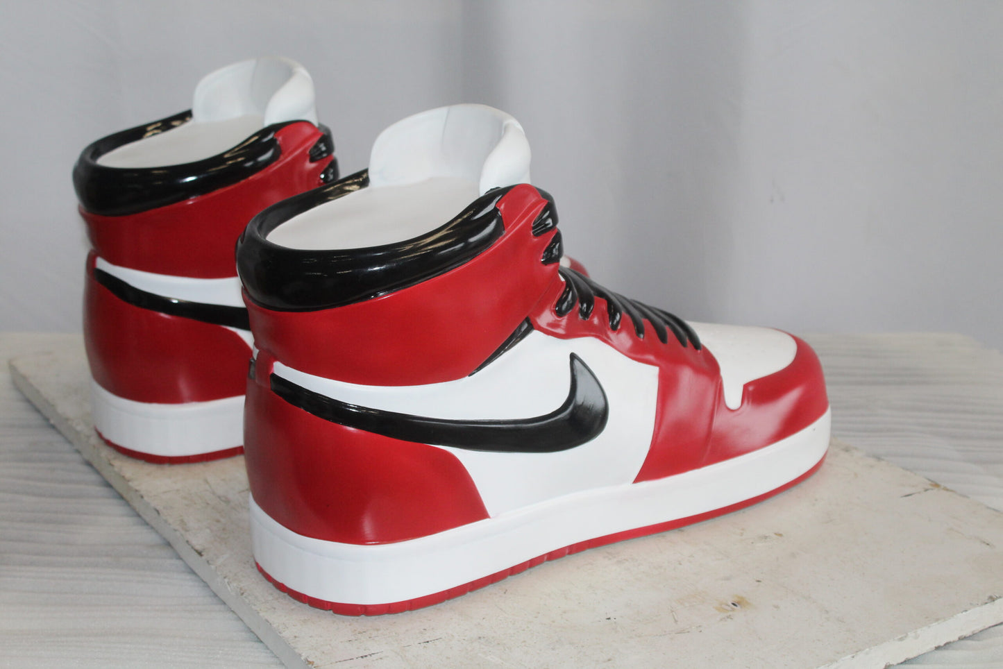 Oversized Red and White Nike Dunk Resin Statue 19" x 7" x 12"H