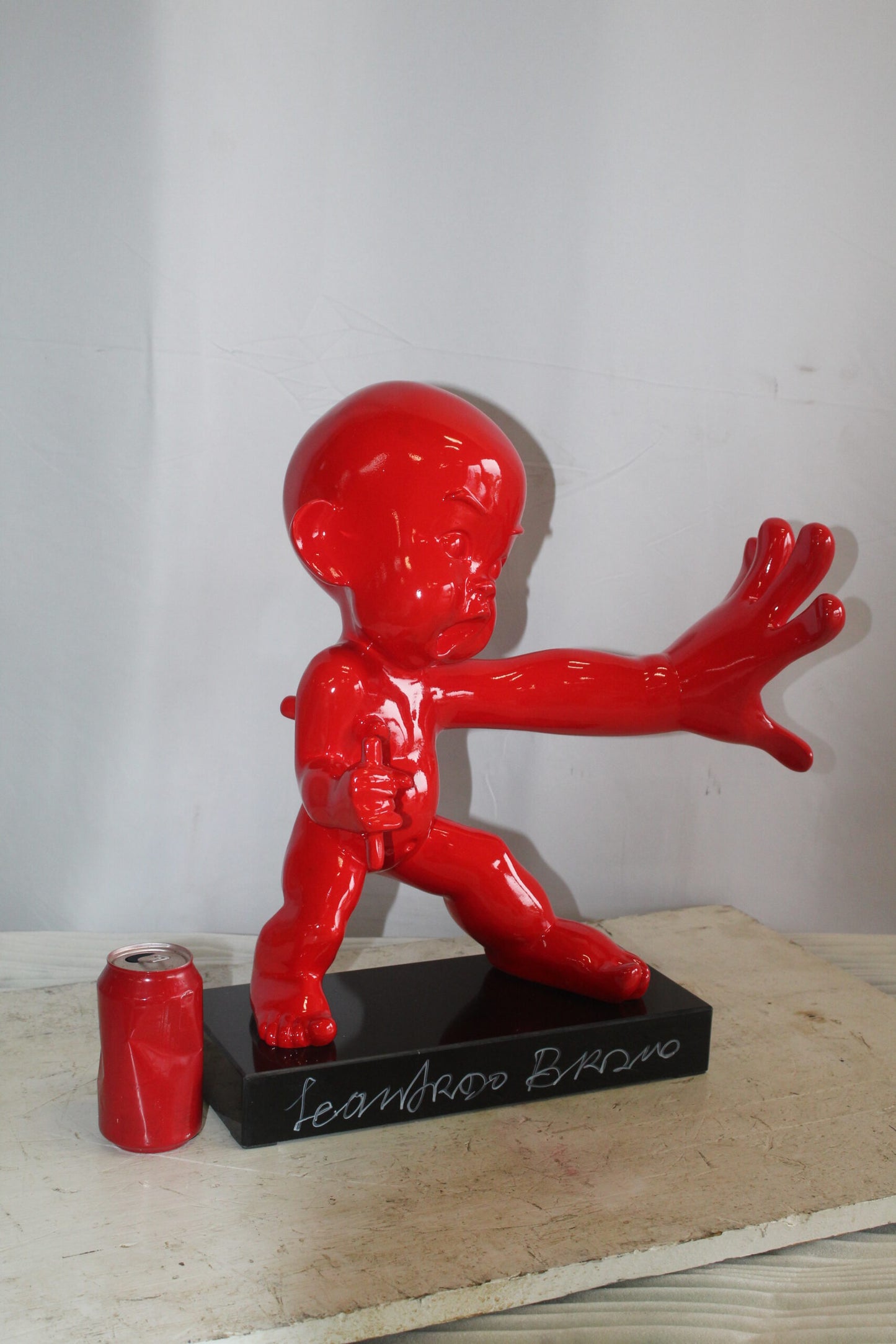 Karate Kid With Barrel Distortion Red Resin Statue 19" x 8" x 19"H