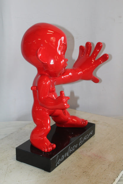 Karate Kid With Barrel Distortion Red Resin Statue 19" x 8" x 19"H
