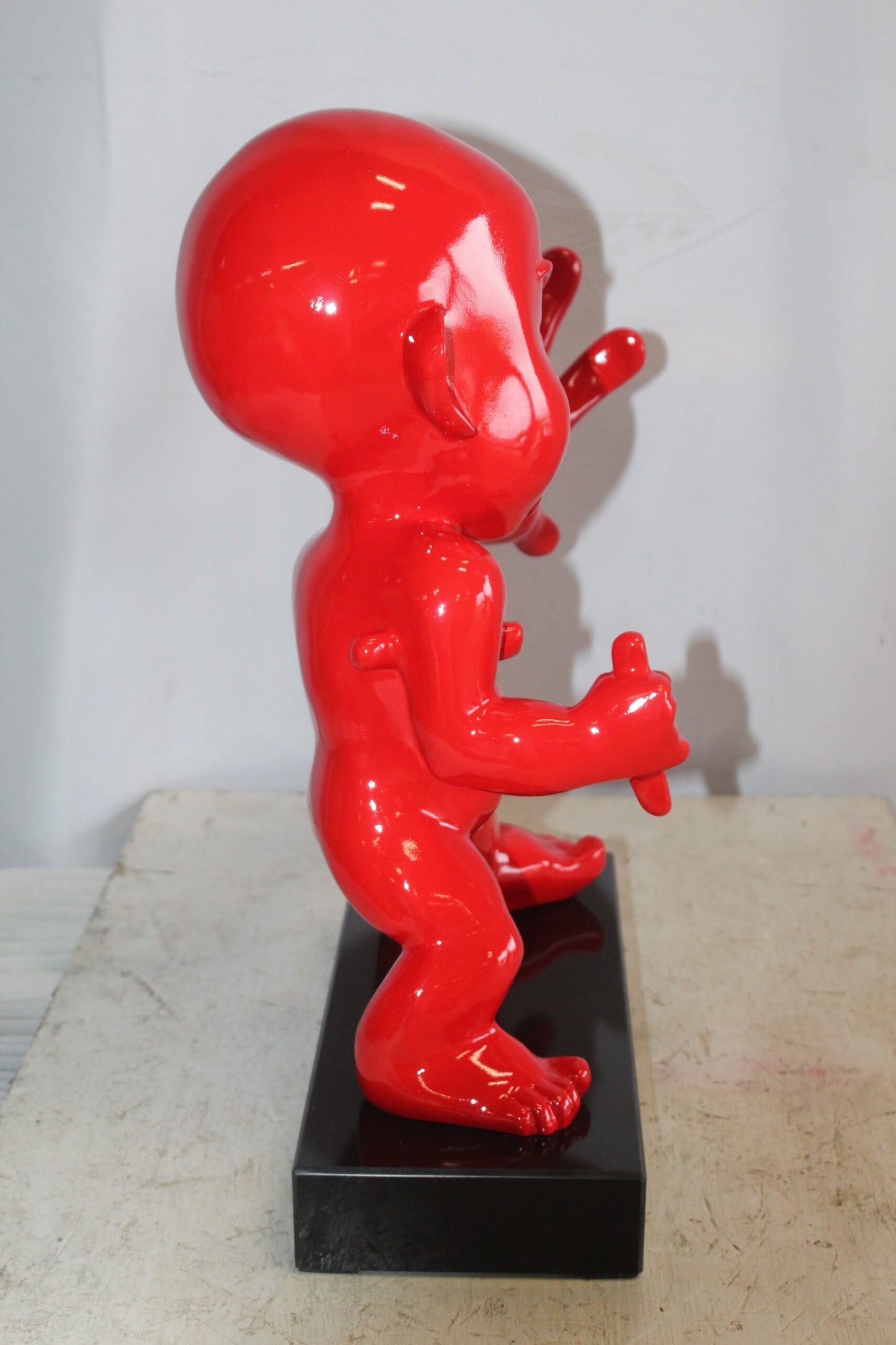 Karate Kid With Barrel Distortion Red Resin Statue 19" x 8" x 19"H
