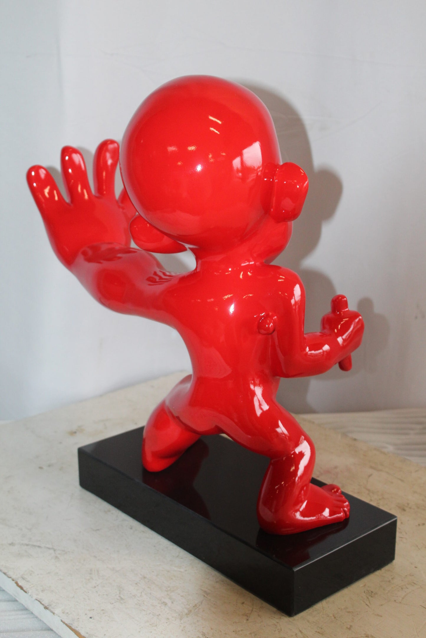 Karate Kid With Barrel Distortion Red Resin Statue 19" x 8" x 19"H
