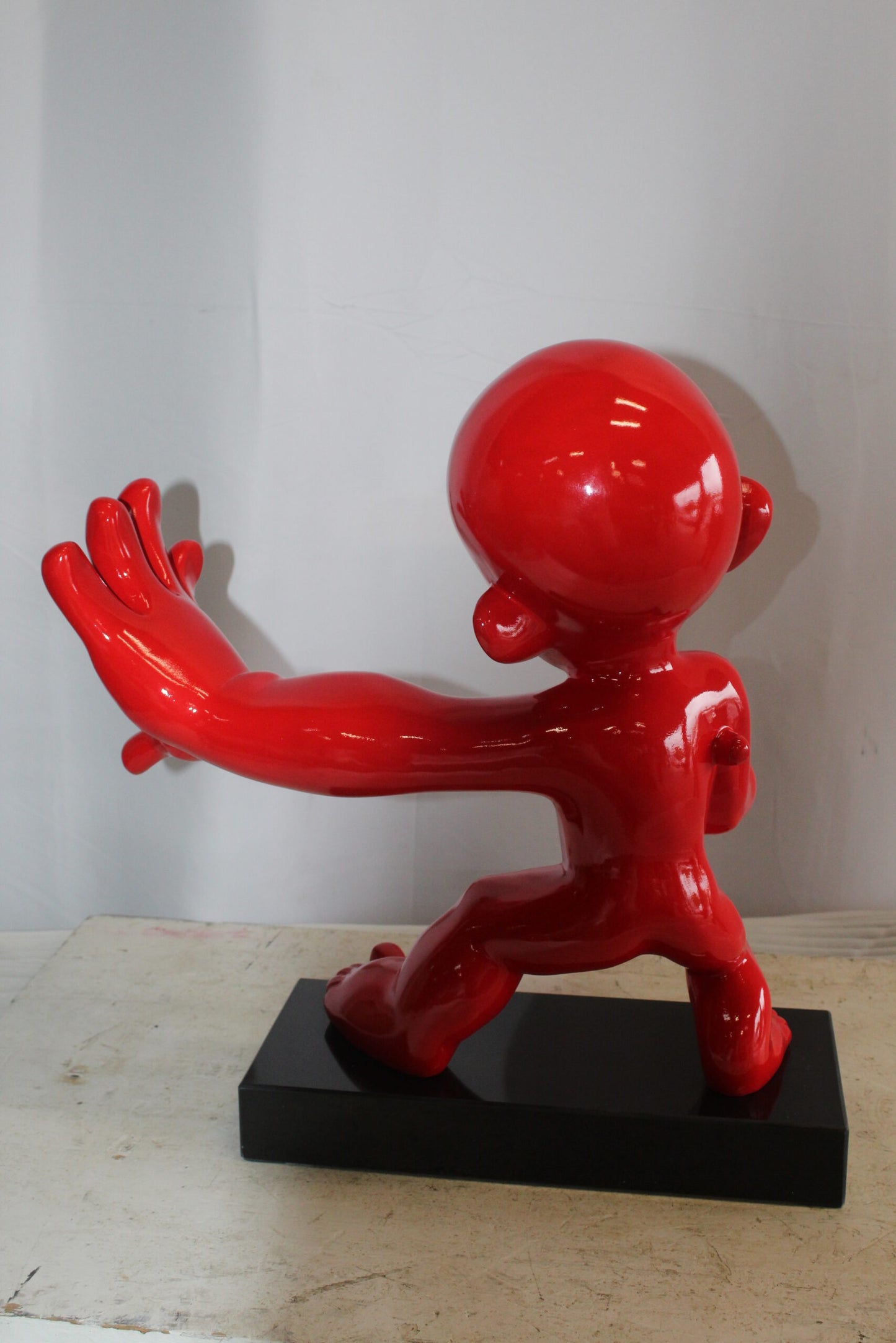 Karate Kid With Barrel Distortion Red Resin Statue 19" x 8" x 19"H