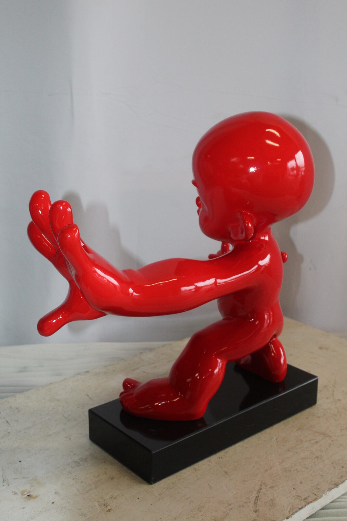 Karate Kid With Barrel Distortion Red Resin Statue 19" x 8" x 19"H