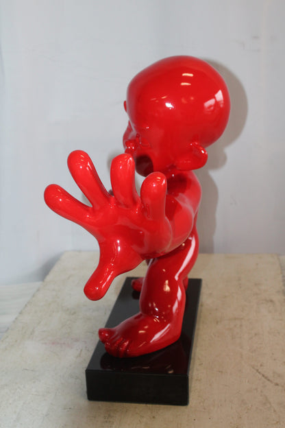 Karate Kid With Barrel Distortion Red Resin Statue 19" x 8" x 19"H