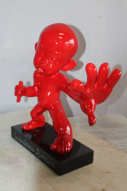 Karate Kid With Barrel Distortion Red Resin Statue 19" x 8" x 19"H