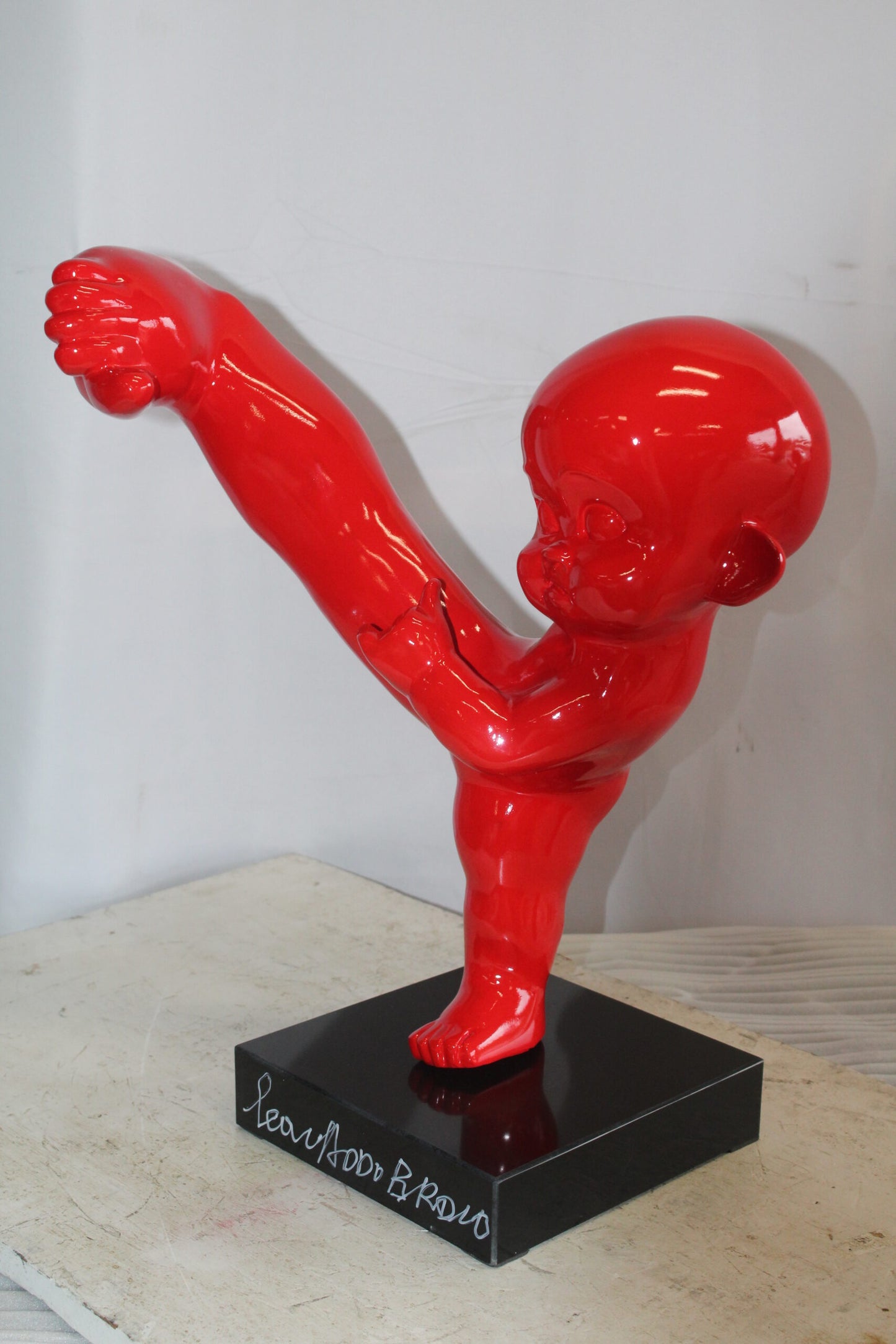 Karate Kid in Motion Red Resin Statue 18" x 8" x 20"H
