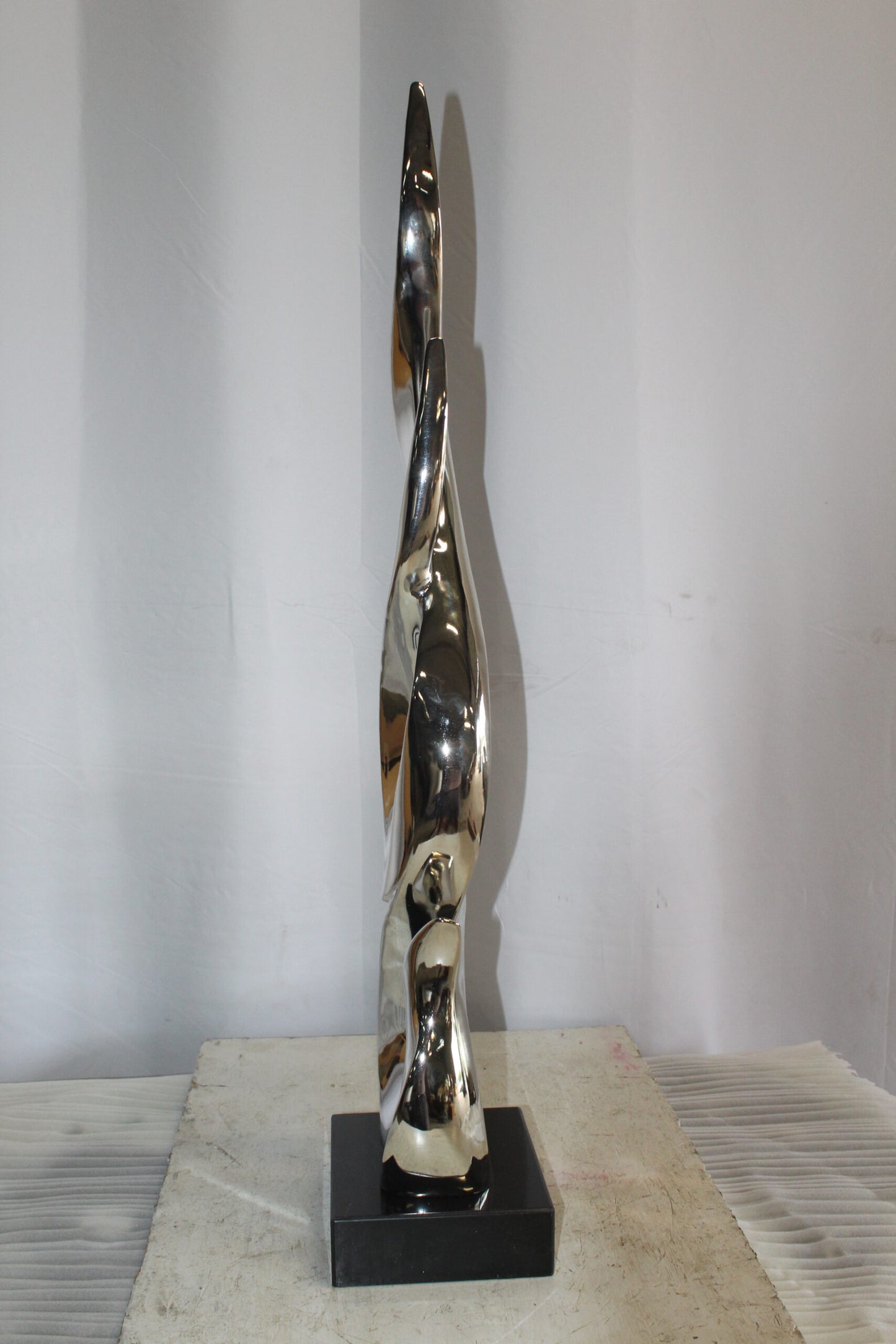 Silver Abstract Intertwined Resin Statue on Marble Base 9" x 7" x 38"H