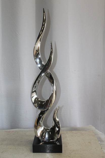 Silver Abstract Intertwined Resin Statue on Marble Base 9" x 7" x 38"H