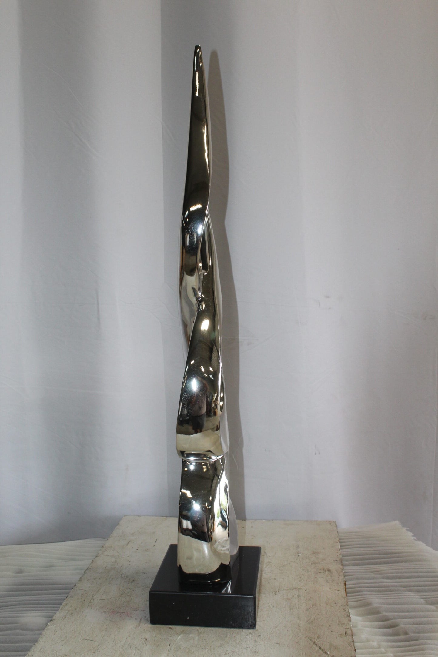 Silver Abstract Intertwined Resin Statue on Marble Base 9" x 7" x 38"H