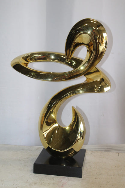 Gold Contemporary Resin Statue on Marble Base 19" x 9" x 27"H