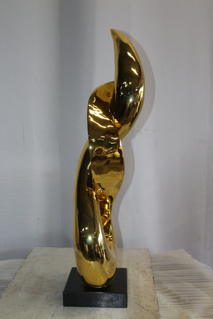 Gold Modern and Abstract Resin Statue on Marble Base 12" x 8" x 34"H