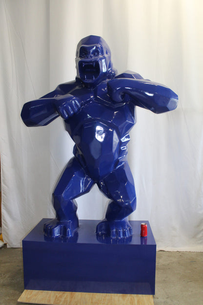 Iconic King Kong Resin Blue Giant Statue in Blue on Base 60" x 27" x 89"H