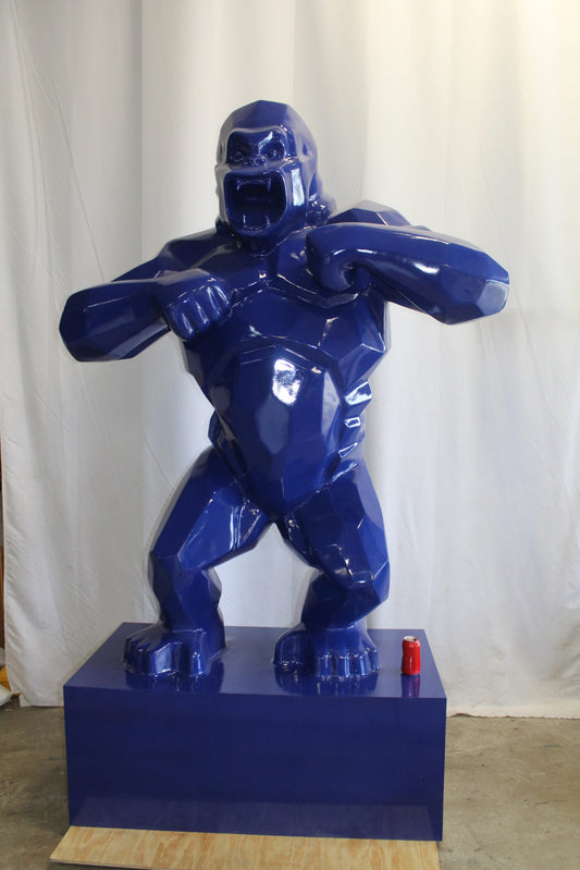 Iconic King Kong Resin Blue Giant Statue in Blue on Base 60" x 27" x 89"H