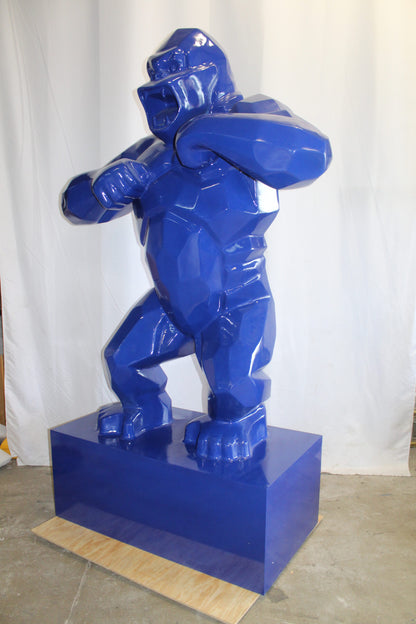 Iconic King Kong Resin Blue Giant Statue in Blue on Base 60" x 27" x 89"H