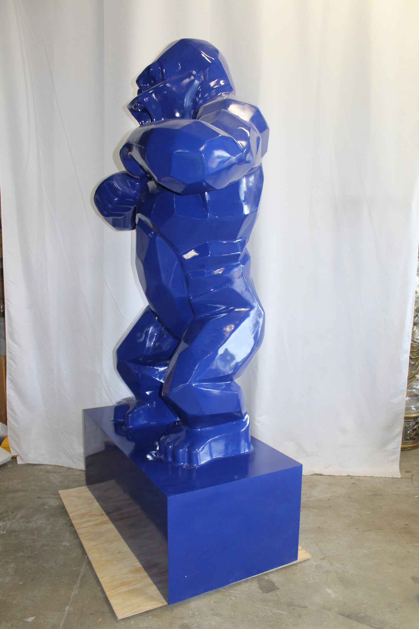 Iconic King Kong Resin Blue Giant Statue in Blue on Base 60" x 27" x 89"H
