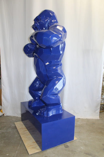 Iconic King Kong Resin Blue Giant Statue in Blue on Base 60" x 27" x 89"H