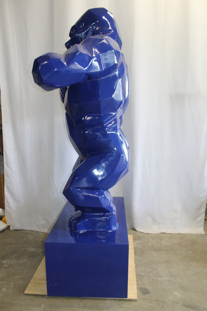 Iconic King Kong Resin Blue Giant Statue in Blue on Base 60" x 27" x 89"H