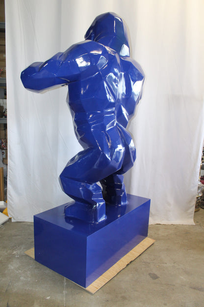 Iconic King Kong Resin Blue Giant Statue in Blue on Base 60" x 27" x 89"H