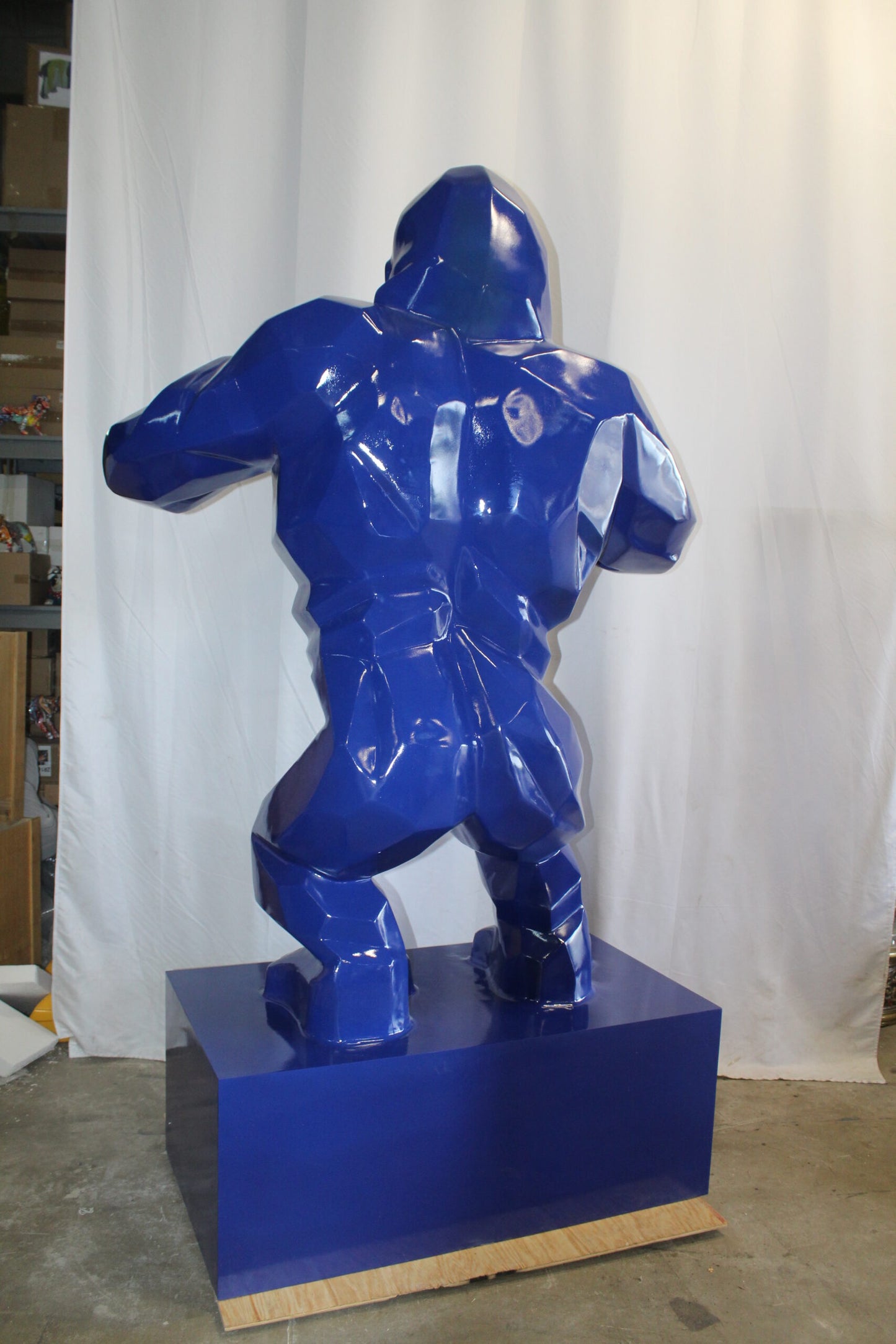Iconic King Kong Resin Blue Giant Statue in Blue on Base 60" x 27" x 89"H