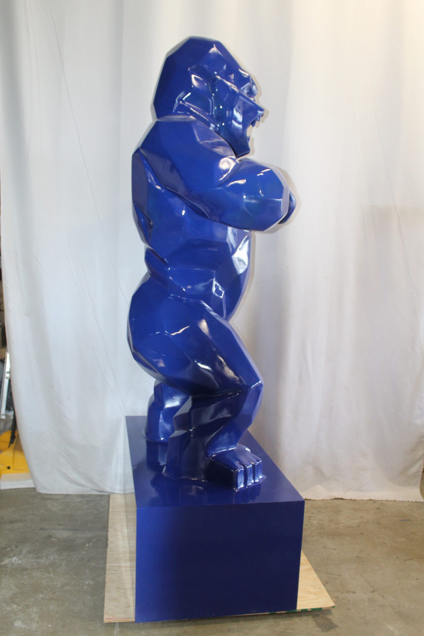 Iconic King Kong Resin Blue Giant Statue in Blue on Base 60" x 27" x 89"H