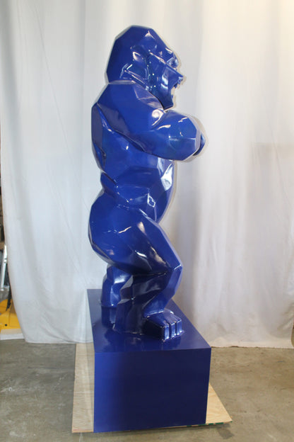 Iconic King Kong Resin Blue Giant Statue in Blue on Base 60" x 27" x 89"H