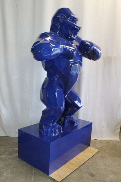 Iconic King Kong Resin Blue Giant Statue in Blue on Base 60" x 27" x 89"H