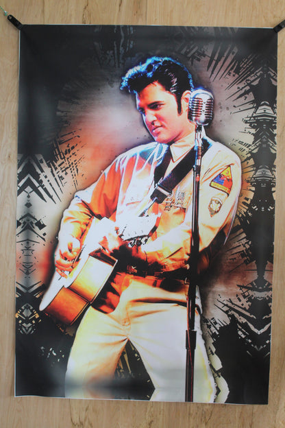 Elvis Presley Playing Guitar, A Giant Unstretched Canvas Wall Art, 44"x64"
