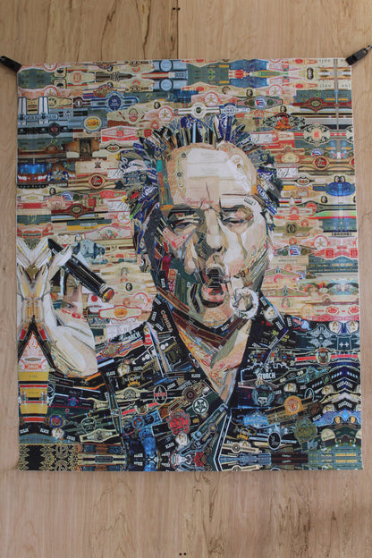 Cigar band collage Jack Nicholson Pop Art on a Giant Unstretched Canvas, 44"x54"