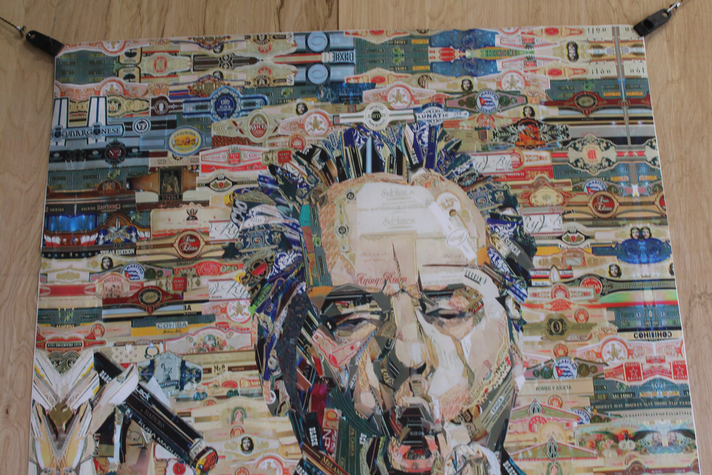 Cigar band collage Jack Nicholson Pop Art on a Giant Unstretched Canvas, 44"x54"