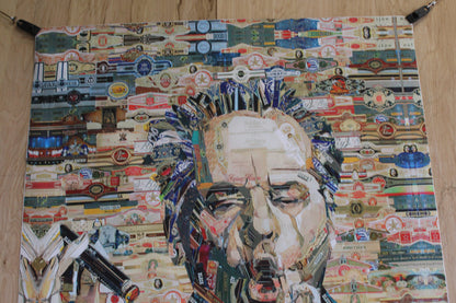 Cigar band collage Jack Nicholson Pop Art on a Giant Unstretched Canvas, 44"x54"